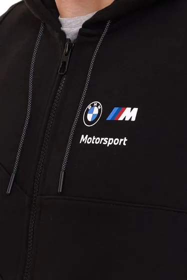 Felpa da uomo PUMA BMW MMS, giacca sportiva per la mezza stagione con cappuccio 535864 01 nero