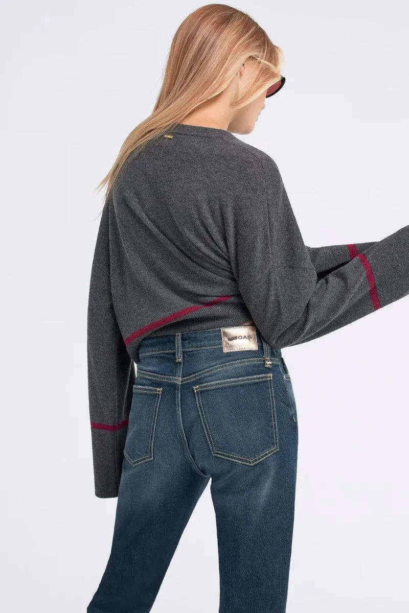 Jeans slim fit con gamba a sigaretta donna Blu